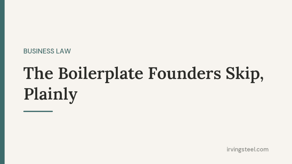 Final pages of a business contract showing the boilerplate clauses founders often skip