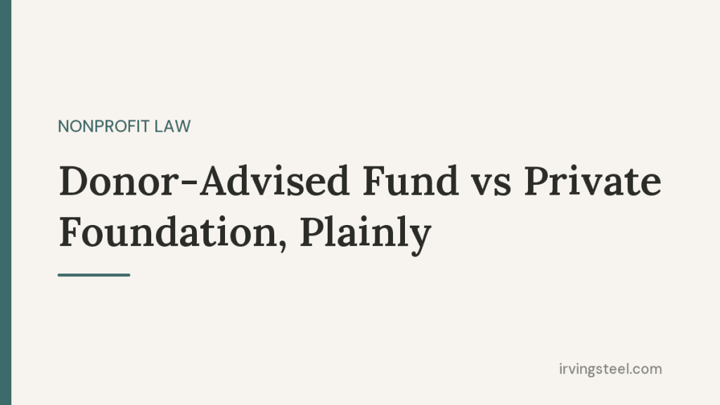 Two charitable giving paths representing donor-advised funds and private foundations