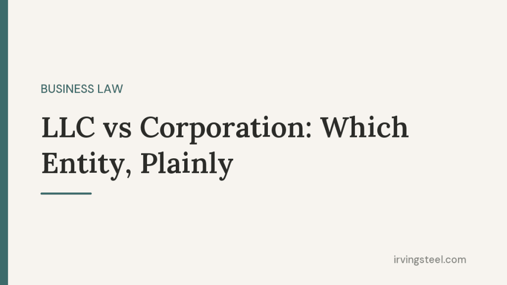 Two paths representing the choice between an LLC and a corporation for a new business