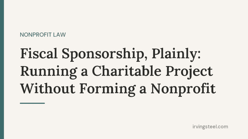 Young plant under a tree canopy representing fiscal sponsorship of charitable projects